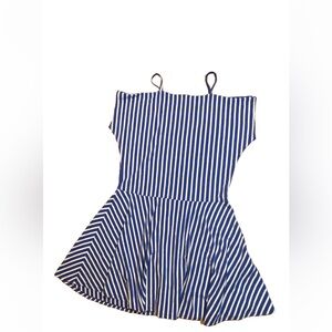 Zara Blue and White Striped Midi Dress